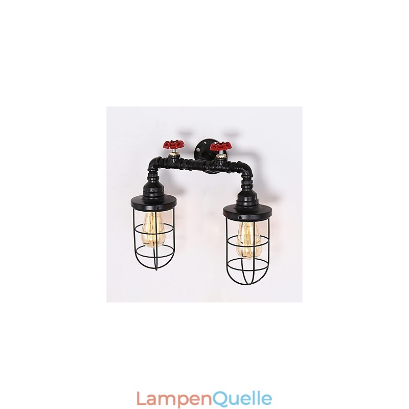 2 Köpfe Retro Industrielle Rohrwandleuchten Einfache Loft Schwarz Vogelkäfig Metall Esszimmer Küche Bar Café Dekoration Beleuchtung