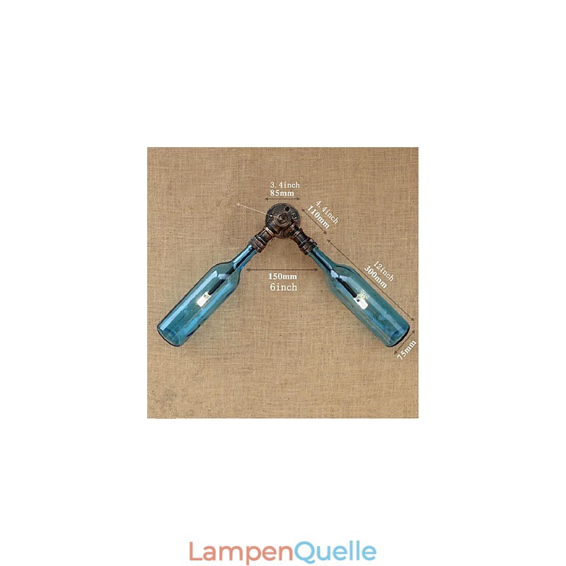 Retro American Village Creative Industry Wind Designer Wasserflasche Wandleuchte Wandleuchte Blau