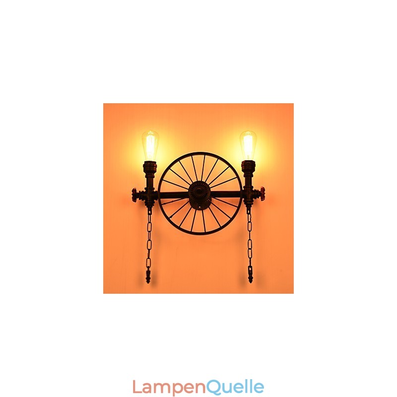 Vintage Industrielle Rohrwandleuchten Kreative Lichter Restaurant Cafe Bar Dekorationsbeleuchtung mit 2 Lichtern Lackiert