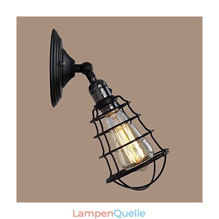 Mit Schalter Vintage 1 Licht Industrielle schwarze Metallkäfig-Loft-Wandlampe Wohnzimmer Esszimmer Flur Café Bars Bar Wandleuchte Mit Schalter Vintage 1 Licht Industrielle schwarze Metallkäfig-Loft-Wandlampe Wohnzimmer Esszimmer Flur Café Bars Bar Wandleuchte