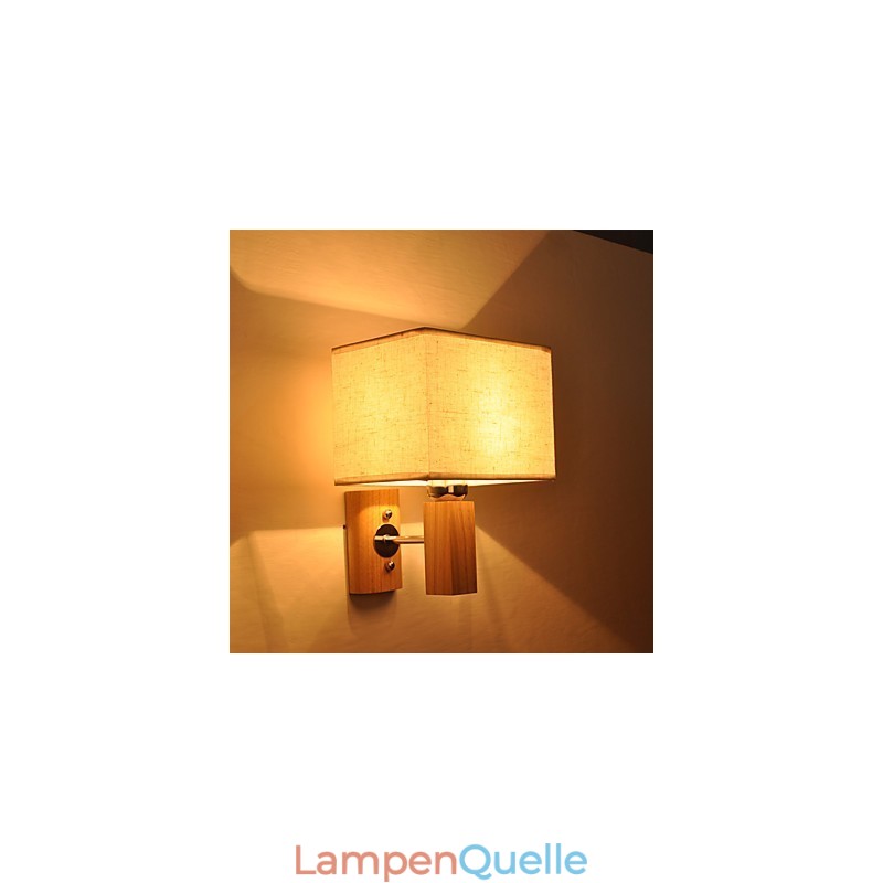 Einfache Wandlampe, Nachttischlampe mit Stoffschirm und Massivholz für Schlafzimmer, Kommode, Wohnzimmer, Babyzimmer