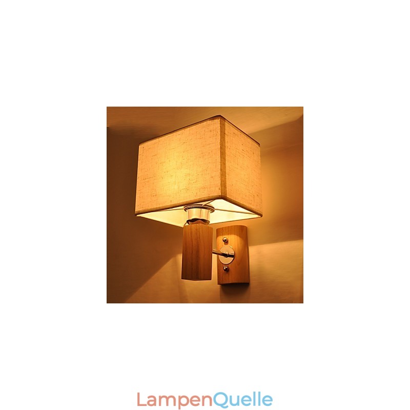 Einfache Wandlampe, Nachttischlampe mit Stoffschirm und Massivholz für Schlafzimmer, Kommode, Wohnzimmer, Babyzimmer