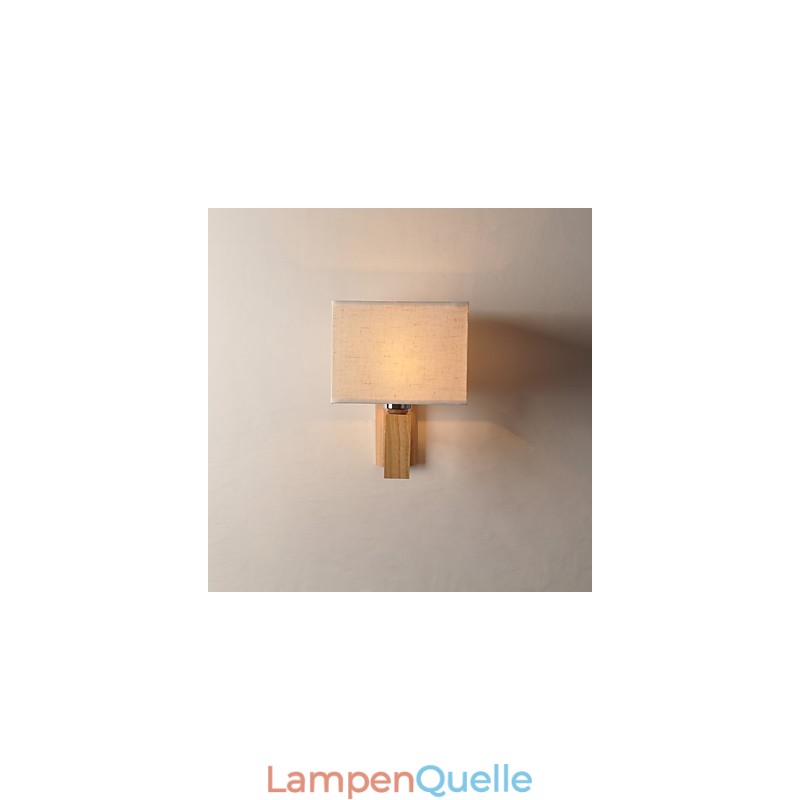 Einfache Wandlampe, Nachttischlampe mit Stoffschirm und Massivholz für Schlafzimmer, Kommode, Wohnzimmer, Babyzimmer
