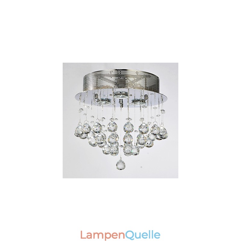 Traditional Classic Crystal Chrome Metal Flush Mount