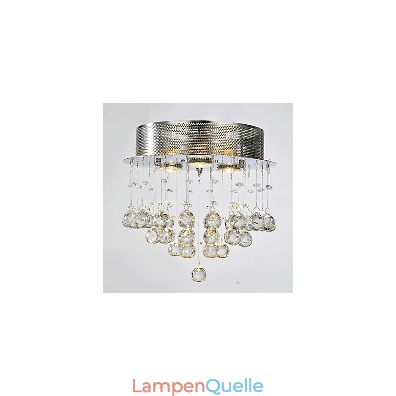 Traditional Classic Crystal Chrome Metal Flush Mount