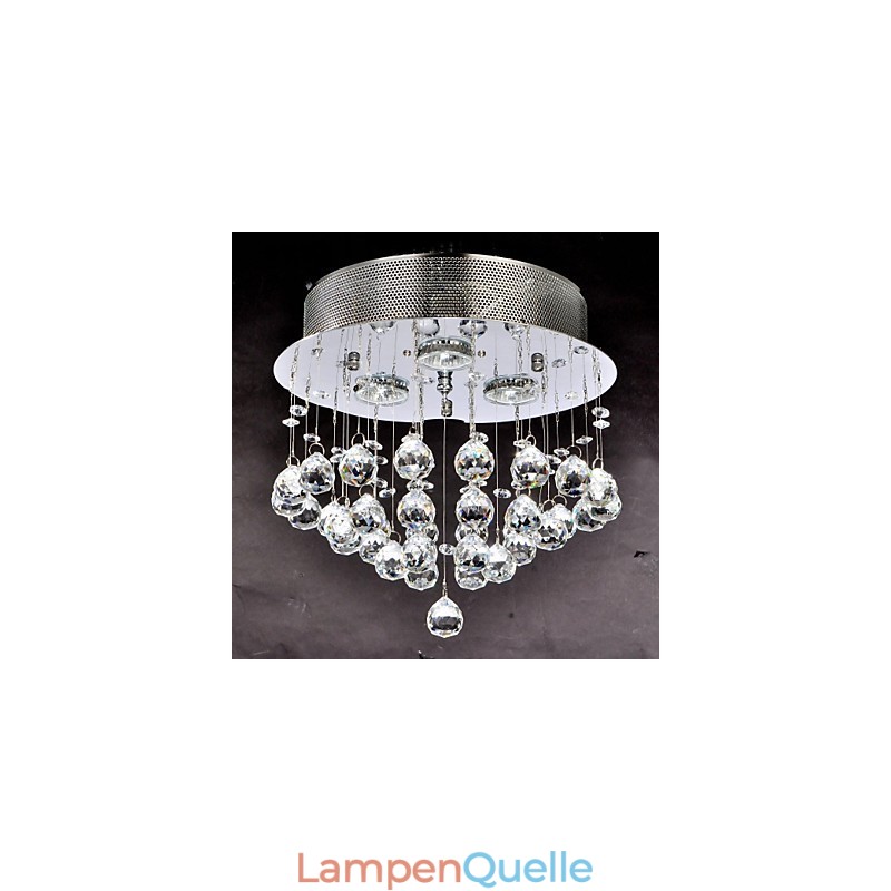 Traditional Classic Crystal Chrome Metal Flush Mount