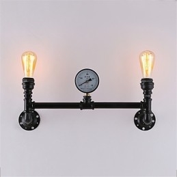Vintage Industrielle Rohrwandleuchten Schwarze kreative Lichter Restaurant Cafe Bar Dekorationsbeleuchtung mit 2 Lichtern lackiert