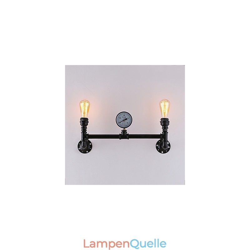 Vintage Industrielle Rohrwandleuchten Schwarze kreative Lichter Restaurant Cafe Bar Dekorationsbeleuchtung mit 2 Lichtern lackiert