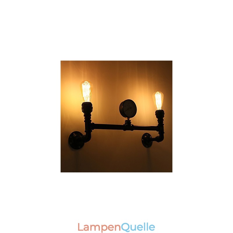 Vintage Industrielle Rohrwandleuchten Schwarze kreative Lichter Restaurant Cafe Bar Dekorationsbeleuchtung mit 2 Lichtern lackiert