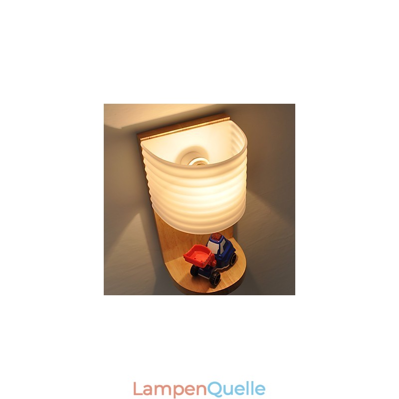 Einfache Wandlampe, Nachttischlampe mit Glasschirm und Massivholz für Schlafzimmer, Kommode, Wohnzimmer, Babyzimmer, Studentenwohnheim, Couchtisch, Bücherregal