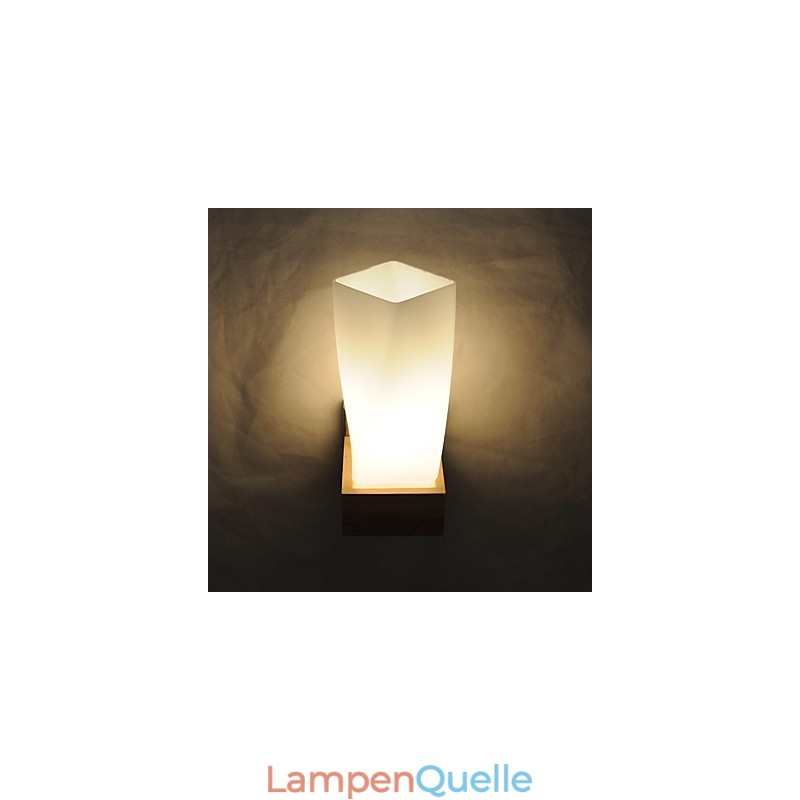 Einfache Wandlampe, Nachttischlampe mit Glasschirm und Massivholz für Schlafzimmer, Kommode, Wohnzimmer, Babyzimmer, Studentenwohnheim, Couchtisch, Bücherregal
