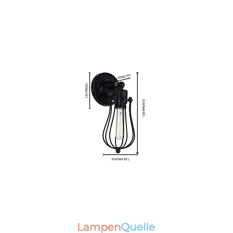 Wandleuchte aus lackiertem Stahl, dumme schwarze amerikanische Kaffeedekoration, Retro-Wandleuchte, Lichtschwertlampe an der Wand