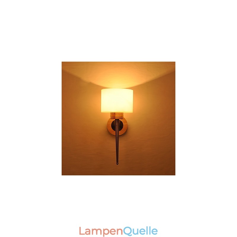 Einfache Wandlampe, Nachttischlampe mit Glasschirm und Massivholz für Schlafzimmer, Kommode, Wohnzimmer, Babyzimmer