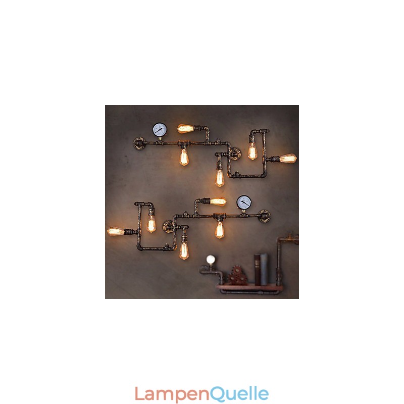 Loft Industrielle Wandlampen Antike Edison Wandleuchten mit Glühbirnen Vintage Pipe Wandlampe für Wohnzimmerbeleuchtung