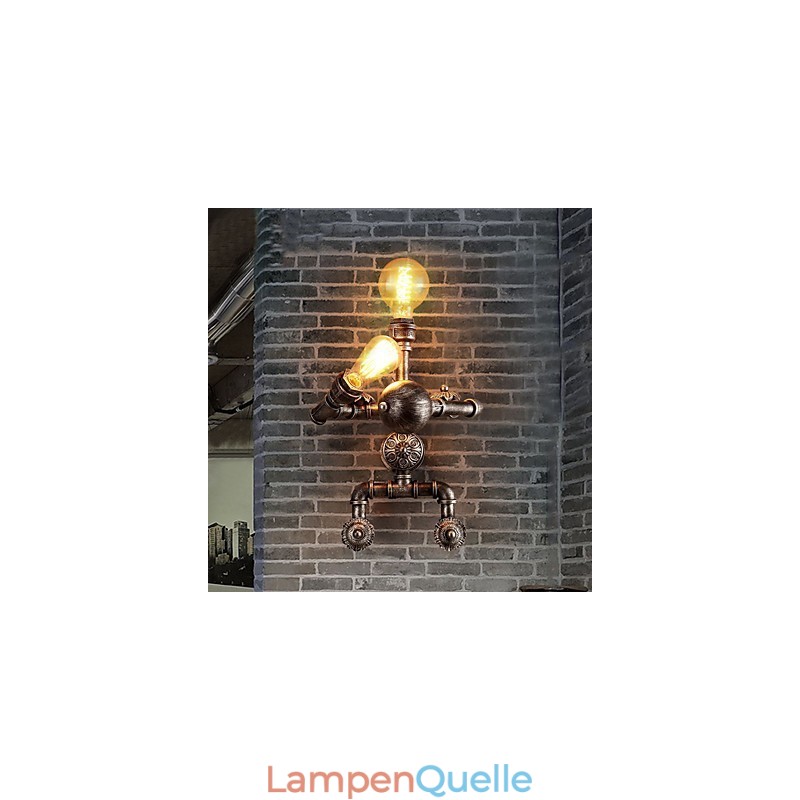 Loft Wasserrohr Wandleuchten Retro Industriellen Stil Kreative Roboter Design Metall Restaurant Cafe Bars Stehtisch Wandleuchten