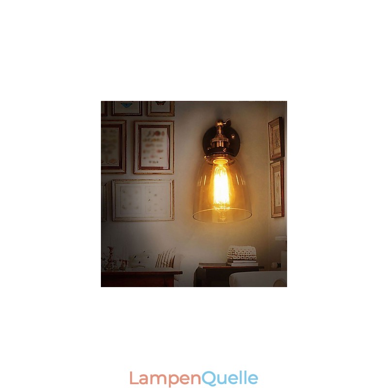 Industrielle Edison-Wandleuchte aus Glas mit Metallsockel, Wandleuchte für Esszimmer, Arbeitszimmer, Büro, Flur