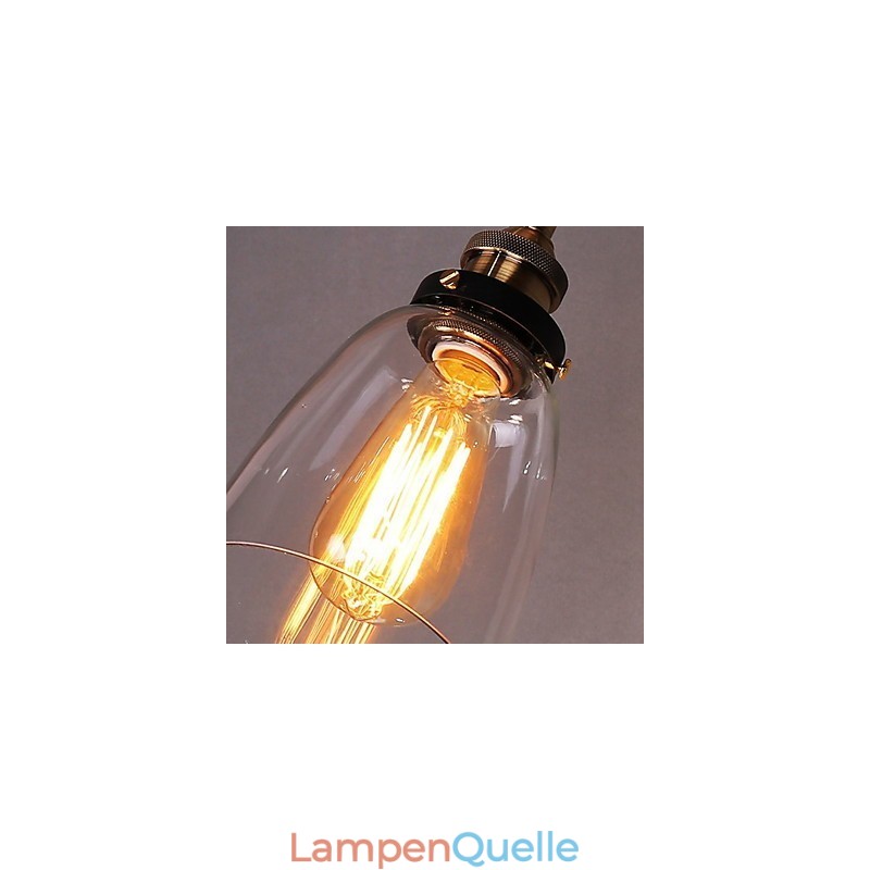 Industrielle Edison-Wandleuchte aus Glas mit Metallsockel, Wandleuchte für Esszimmer, Arbeitszimmer, Büro, Flur