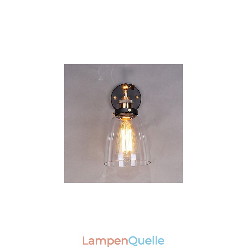Industrielle Edison-Wandleuchte aus Glas mit Metallsockel, Wandleuchte für Esszimmer, Arbeitszimmer, Büro, Flur