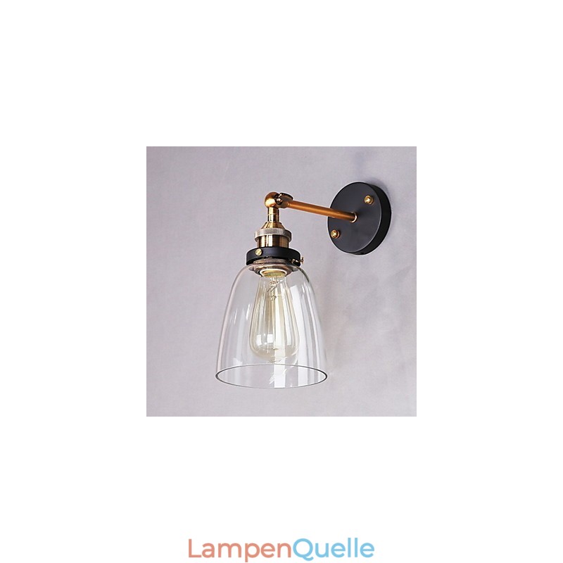 Industrielle Edison-Wandleuchte aus Glas mit Metallsockel, Wandleuchte für Esszimmer, Arbeitszimmer, Büro, Flur