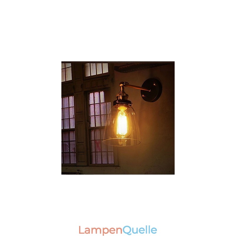 Industrielle Edison-Wandleuchte aus Glas mit Metallsockel, Wandleuchte für Esszimmer, Arbeitszimmer, Büro, Flur