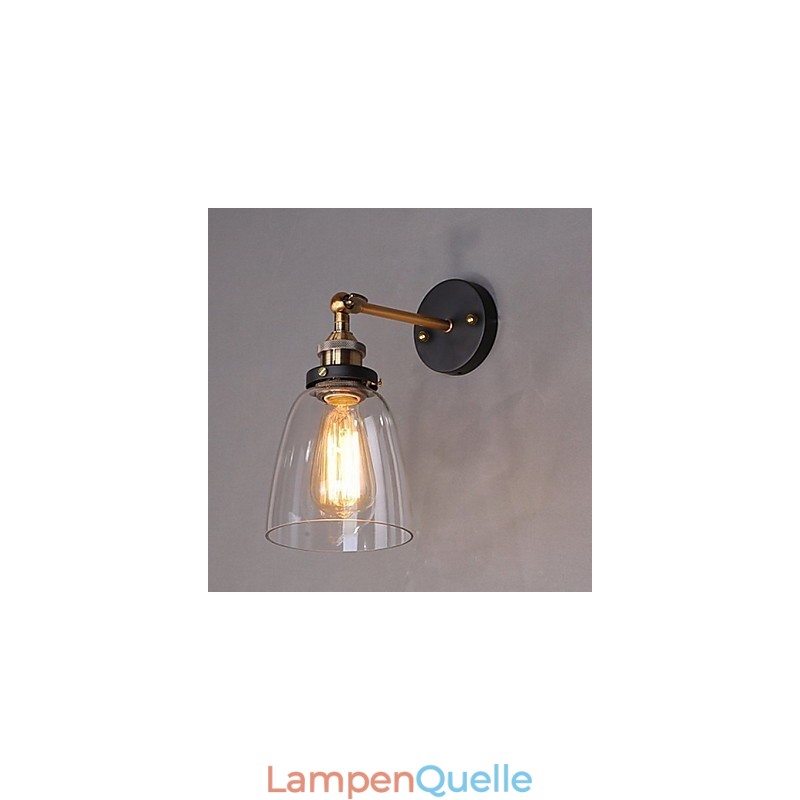 Industrielle Edison-Wandleuchte aus Glas mit Metallsockel, Wandleuchte für Esszimmer, Arbeitszimmer, Büro, Flur