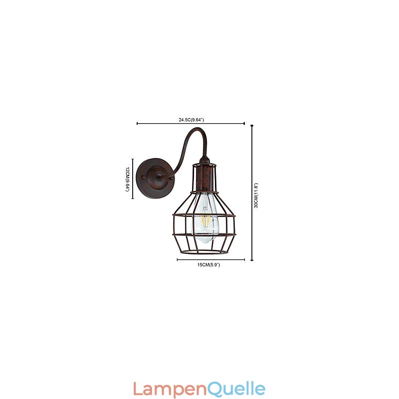 Wandleuchte Wandleuchter Wand Rostfarben Retro Wandlampe