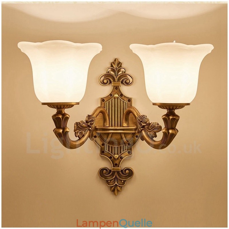 2 Licht Traditionelle Klassische Wohnzimmer Esszimmer Bett Zimmer Metall Luxus Indoor Wandleuchten