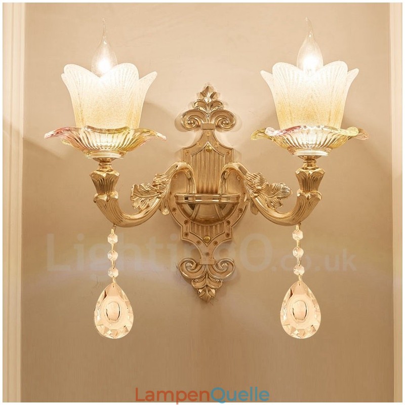2 Licht Traditionelle Klassische Wohnzimmer Esszimmer Bett Zimmer Metall Innen Wandleuchten