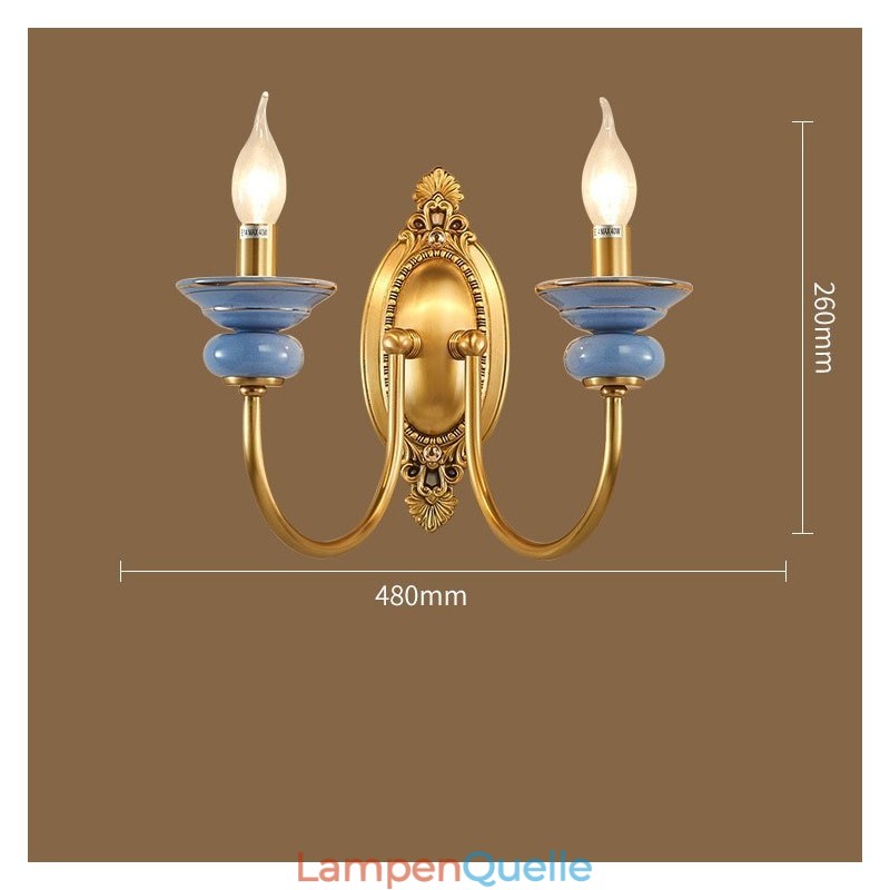100 % reines Messing, luxuriöse rustikale Retro-Vintage-Messingkeramik, 2-flammige Kerzen-Wandleuchte, speziell für Hotel, Büro, Ausstellungsraum, Wohnzimmer, Esszimmer