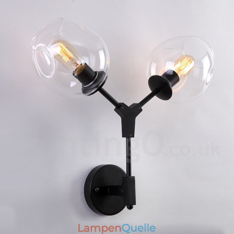 Rustikale Retro-Vintage-Wandleuchte mit zwei Lichtern und mehrfarbigem Glasschirm, speziell für Hotel, Büro, Ausstellungsraum, Wohnzimmer, Schlafzimmer