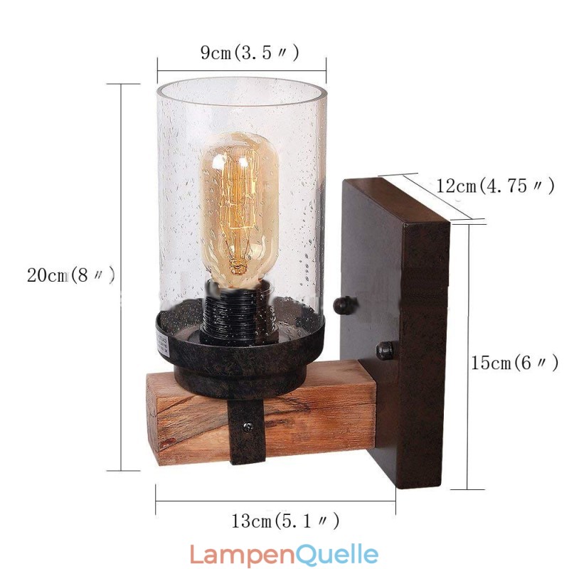 1 Licht Vintage Holz Industriestil Wandleuchte für Wind Bar Loft Kaffee Restaurant