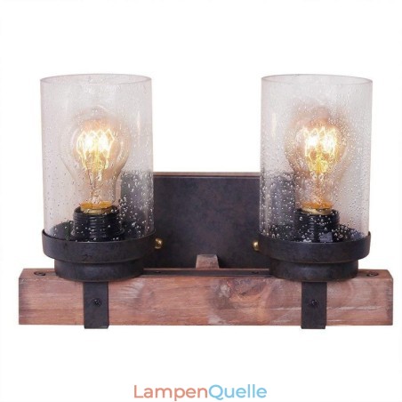 2-flammige Wandleuchte im Vintage-Stil aus Holz im Industriestil für Wind Bar Loft Kaffee Restaurant 2-flammige Wandleuchte im Vintage-Stil aus Holz im Industriestil für Wind Bar Loft Kaffee Restaurant