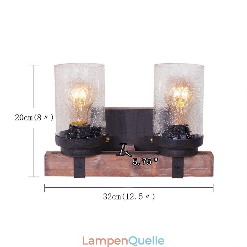 2-flammige Wandleuchte im Vintage-Stil aus Holz im Industriestil für Wind Bar Loft Kaffee Restaurant