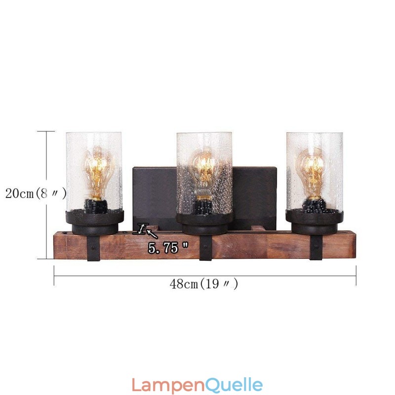 3-flammige Wandleuchte im Vintage-Stil aus Holz im Industriestil für Wind Bar Loft Coffee Restaurant