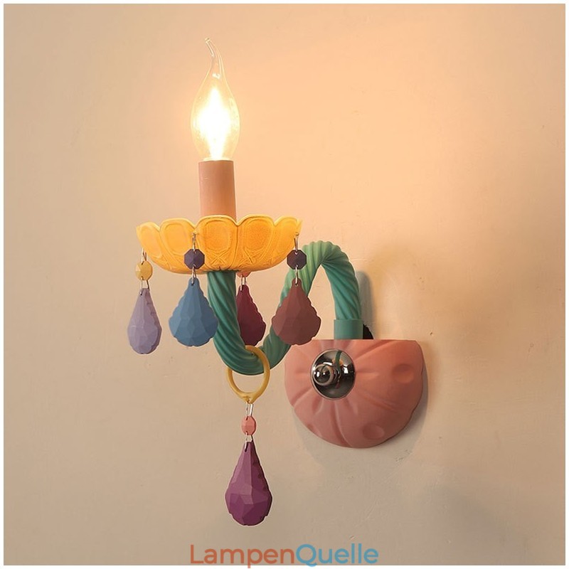 Macaron 1 Licht Multi Kristall Kerze Retro Glas Wandleuchte für Kinderzimmer Kinder Schlafzimmer