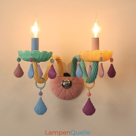 Macaron 2 Licht Multi Kristall Kerze Retro Glas Wandleuchte für Kinderzimmer Kinder Schlafzimmer Macaron 2 Licht Multi Kristall Kerze Retro Glas Wandleuchte für Kinderzimmer Kinder Schlafzimmer