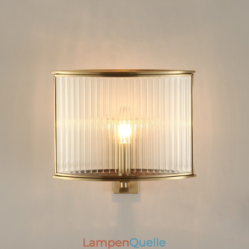 Wandleuchte im Retro-Stil, 1 Licht, aus reinem Messing, luxuriös, rustikal, mit Glasschirm