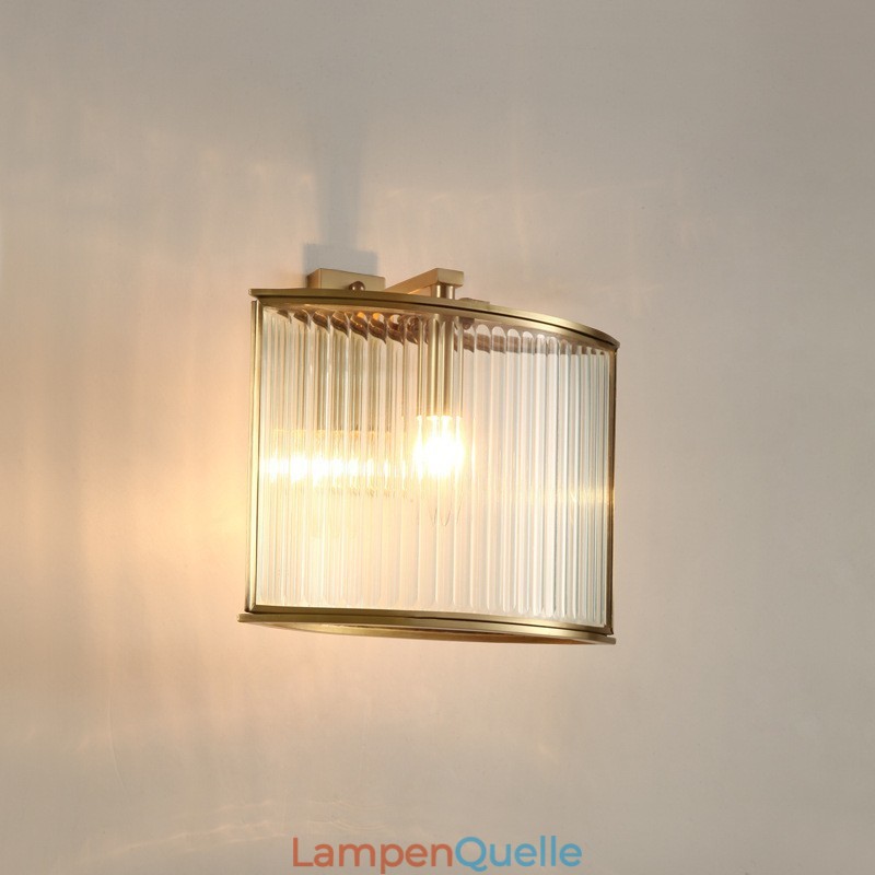 Wandleuchte im Retro-Stil, 1 Licht, aus reinem Messing, luxuriös, rustikal, mit Glasschirm