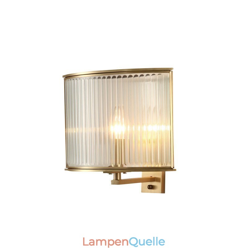 Wandleuchte im Retro-Stil, 1 Licht, aus reinem Messing, luxuriös, rustikal, mit Glasschirm