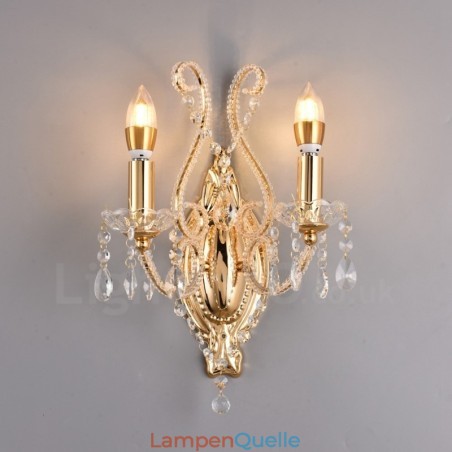 Wandleuchte mit 2 Lichtern, Gold/Schwarz, im amerikanischen Stil, Kristall, für Wohnzimmer, Esszimmer, Bekleidungsgeschäft, Café, Hotel Wandleuchte mit 2 Lichtern, Gold/Schwarz, im amerikanischen Stil, Kristall, für Wohnzimmer, Esszimmer, Bekleidungsgeschäft, Café, Hotel