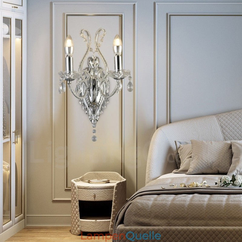 Wandleuchte mit 2 Lichtern, Gold/Schwarz, im amerikanischen Stil, Kristall, für Wohnzimmer, Esszimmer, Bekleidungsgeschäft, Café, Hotel