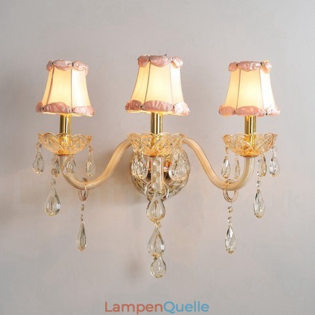 3-flammige goldene K9-Kristallkerzen-Wandleuchte im Retro-Stil aus Glas 3-flammige goldene K9-Kristallkerzen-Wandleuchte im Retro-Stil aus Glas