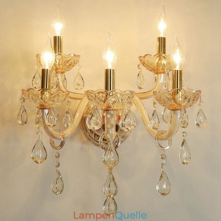 5-flammige goldene K9-Kristallkerzen-Wandleuchte im Retro-Stil aus Glas 5-flammige goldene K9-Kristallkerzen-Wandleuchte im Retro-Stil aus Glas