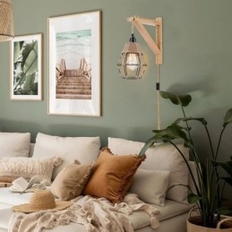 Hanfseil Eisen Kunst Wandleuchte American Pastoral Retro Wandleuchte mit Stecker