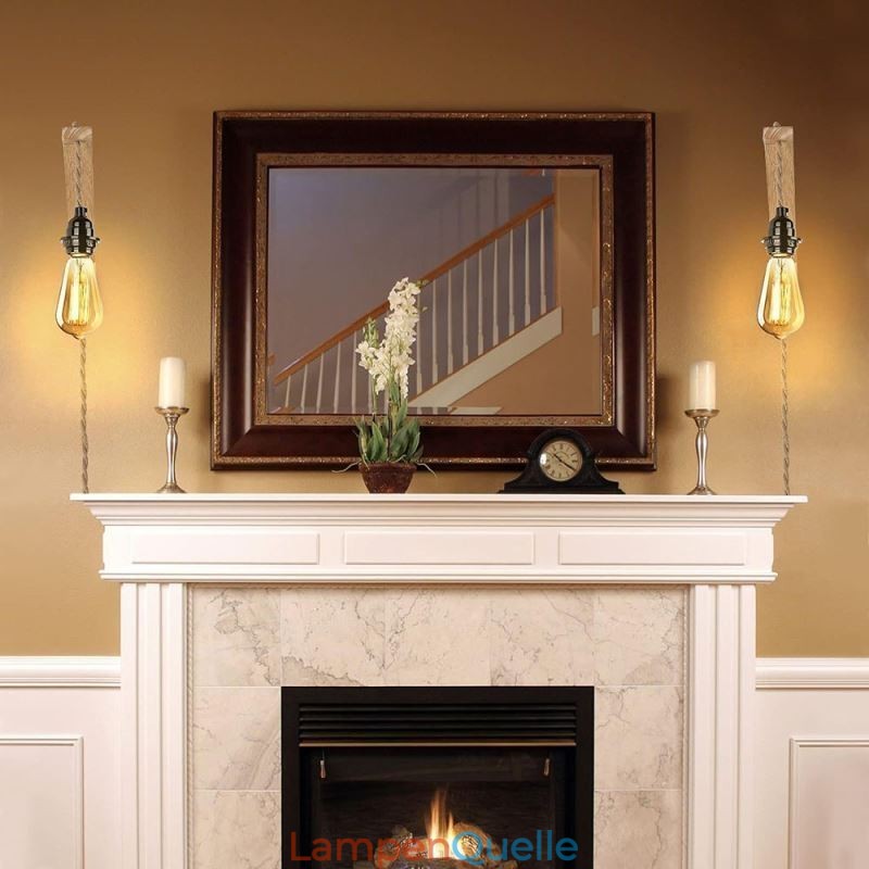 Massivholz Wandleuchte American Pastoral Retro Hanfseil Wandleuchte mit Stecker