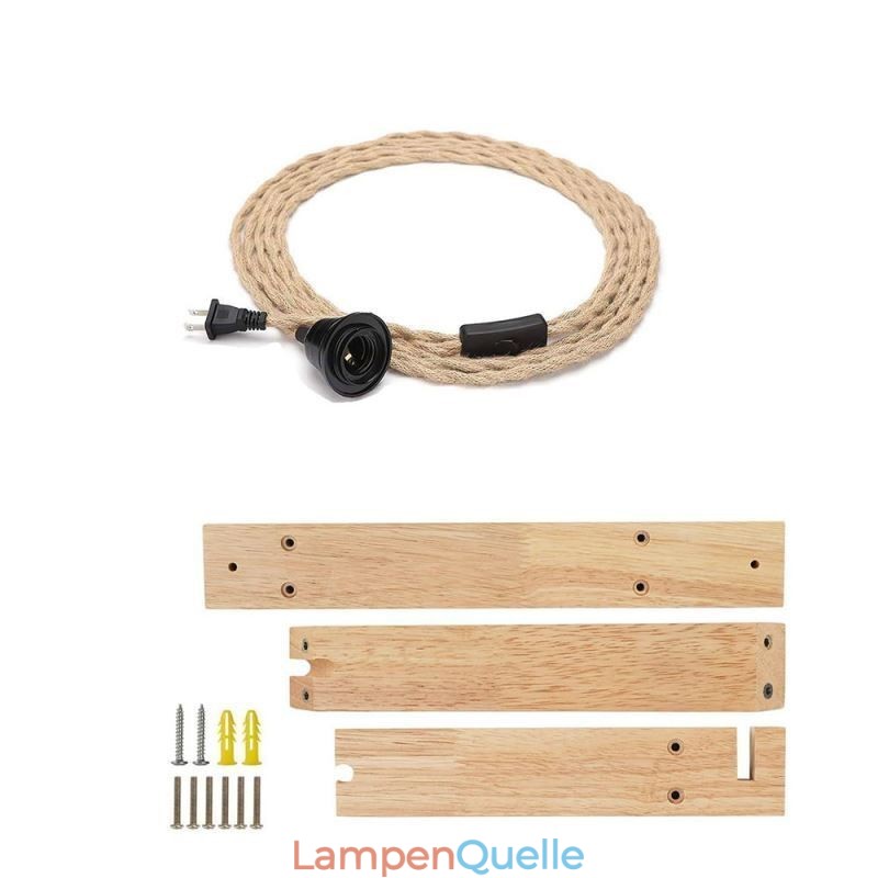 Massivholz Wandleuchte American Pastoral Retro Hanfseil Wandleuchte mit Stecker