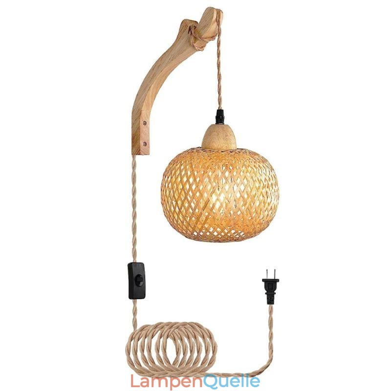 Bambus Wandleuchte American Pastoral Retro Hanfseil Wandleuchte mit Stecker