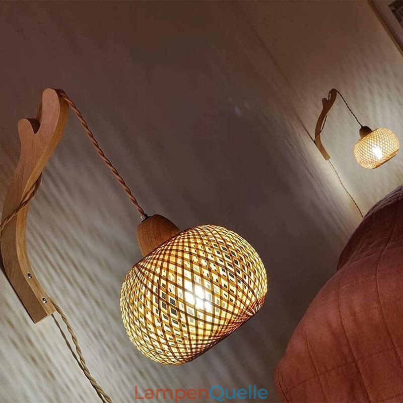 Bambus Wandleuchte American Pastoral Retro Hanfseil Wandleuchte mit Stecker
