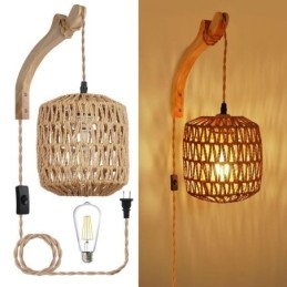 Amerikanischen Retro Wand Leuchte 3M Hanf Seil Hängen Linie Papier Seil Gewebt Lampenschirm