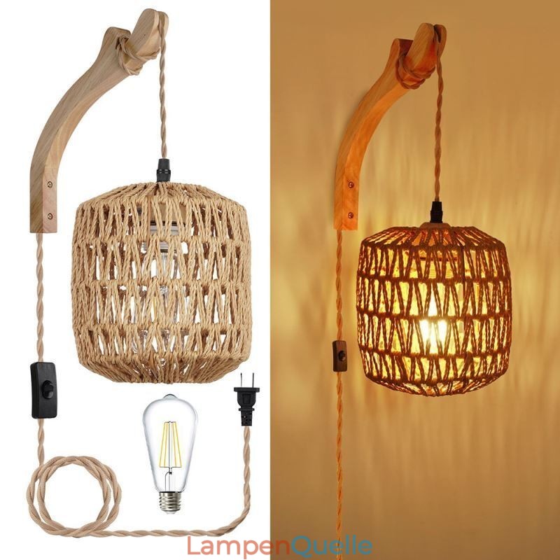 Amerikanischen Retro Wand Leuchte 3M Hanf Seil Hängen Linie Papier Seil Gewebt Lampenschirm